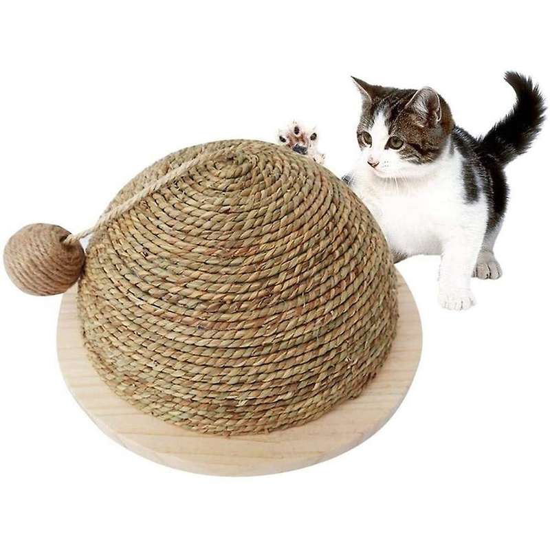 Cat Toy Wooden Bottom Plate Straw Semicircular Grinding Claw Climbing