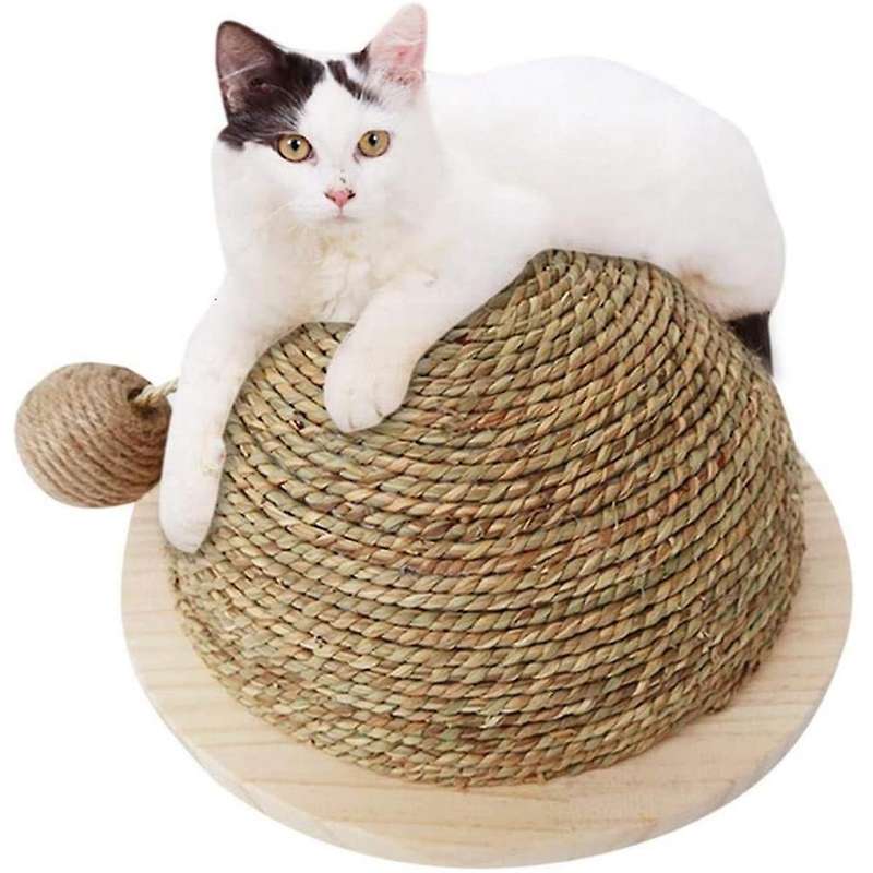 Cat Toy Wooden Bottom Plate Straw Semicircular Grinding Claw Climbing