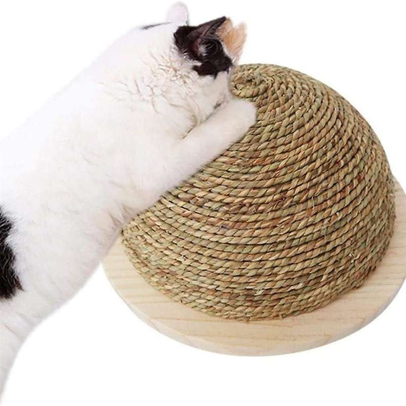Cat Toy Wooden Bottom Plate Straw Semicircular Grinding Claw Climbing