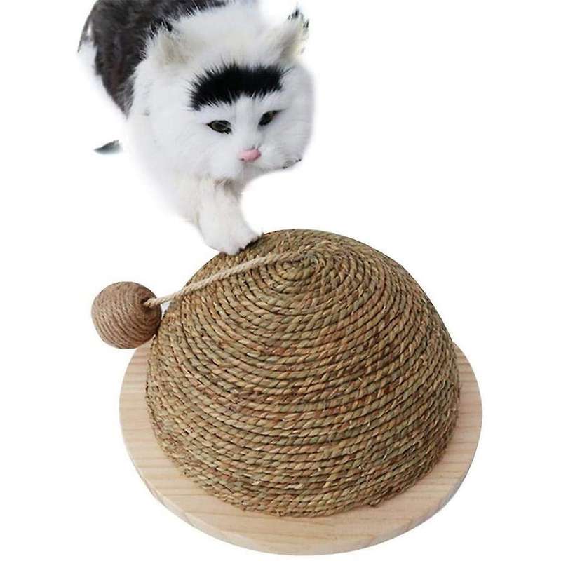 Cat Toy Wooden Bottom Plate Straw Semicircular Grinding Claw Climbing