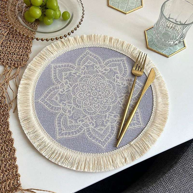 4pcs Bohemian Woven Cotton Placemat, Household Decorative Mat(green)