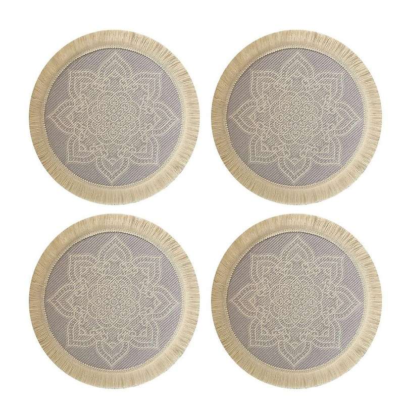 4pcs Bohemian Woven Cotton Placemat, Household Decorative Mat(purple)