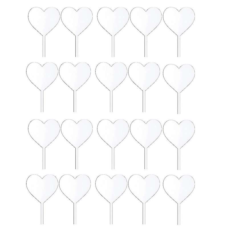 20pcs Cake Topper Heart Blank Acrylic Board for Cake Decorations A