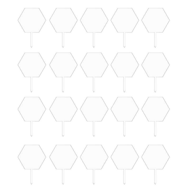 20pcs Diy Hexagon Acryliccake Topper Happy Birthday No Texts Blank