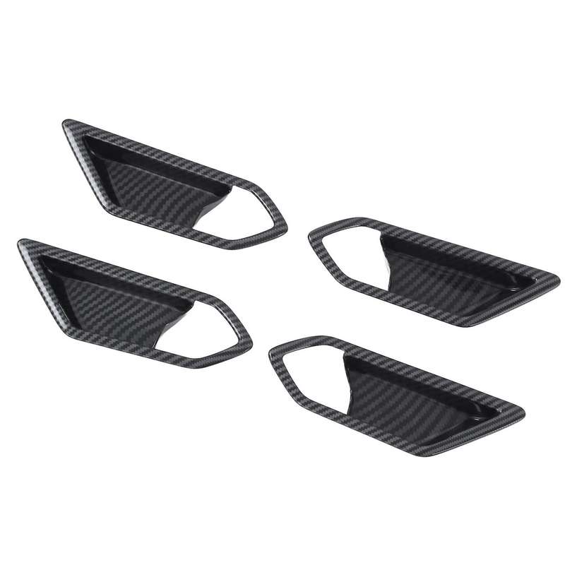 4pcs Carbon Fiber Car Ineer Door Handle Bowl Cover Trim for Id4x 2022