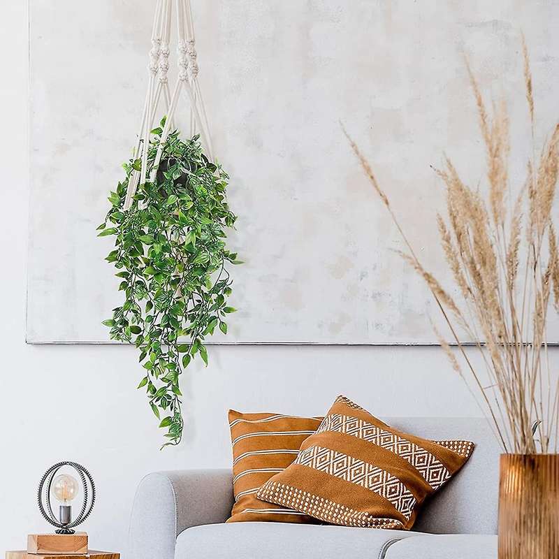 2 Pcs Artificial Hanging Plants Fake Potted Plants for Wall House