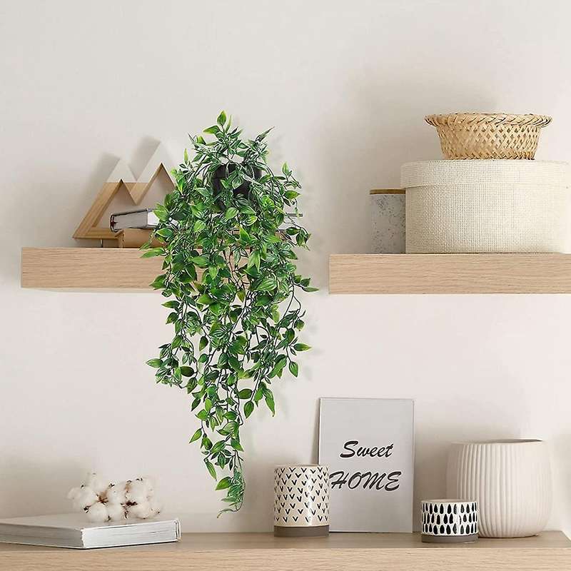 2 Pcs Artificial Hanging Plants Fake Potted Plants for Wall House