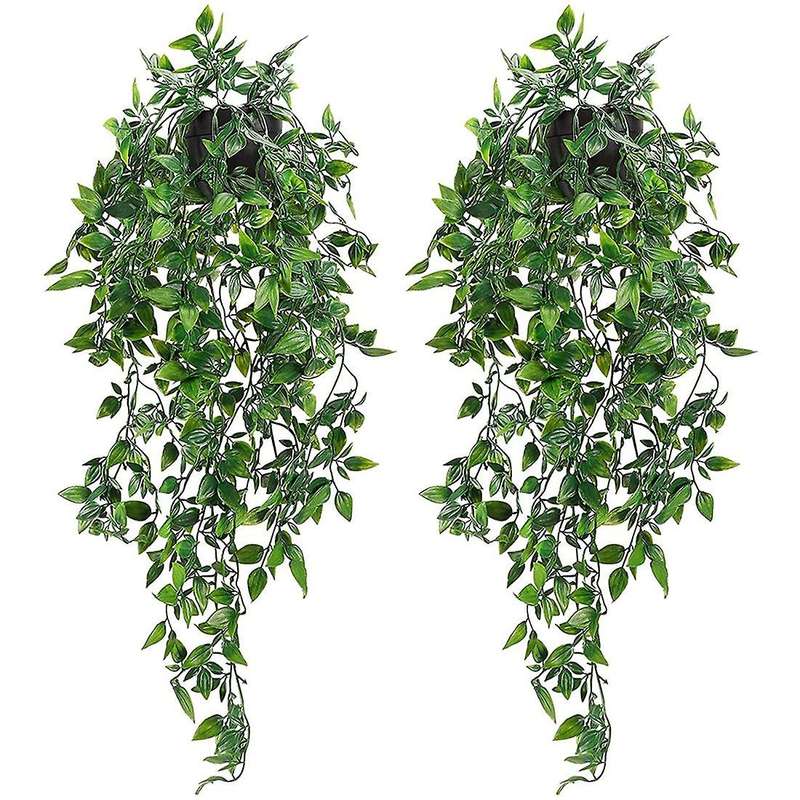 2 Pcs Artificial Hanging Plants Fake Potted Plants for Wall House