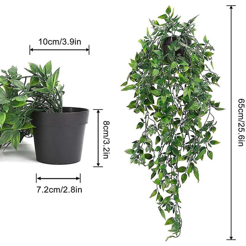 2 Pcs Artificial Hanging Plants Fake Potted Plants for Wall House