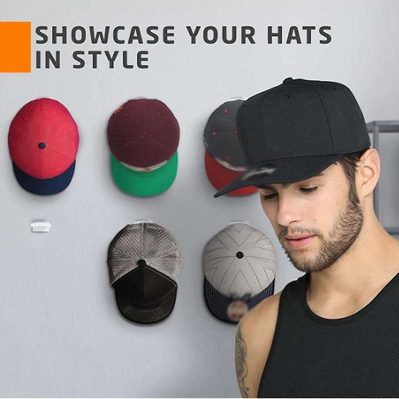 Black Adhesive Hat Hooks for Wall (18-pcs) - Strong Hold for Closet