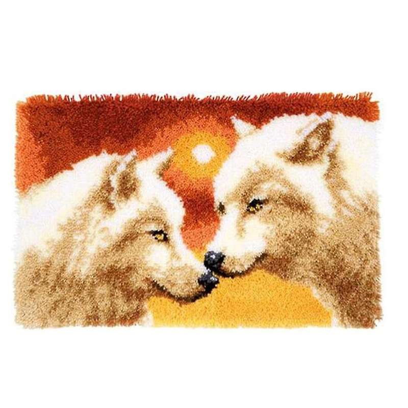 Diy Latch Hook Rug Kits for Kids Adults, Crochet Kit White Wolf King