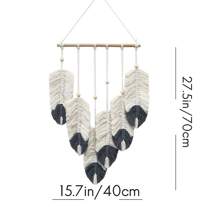 Weave Tapestry Leaf Tassel Living Room Decor Wall Tapestry,light Blue