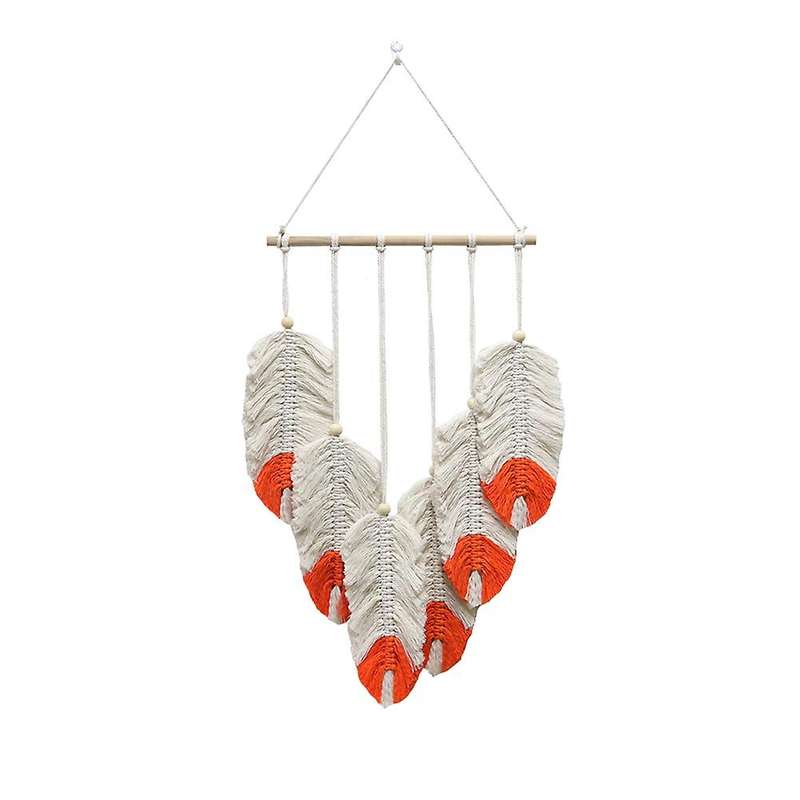 Weave Tapestry Leaf Tassel Living Room Decor Wall Tapestry,orange