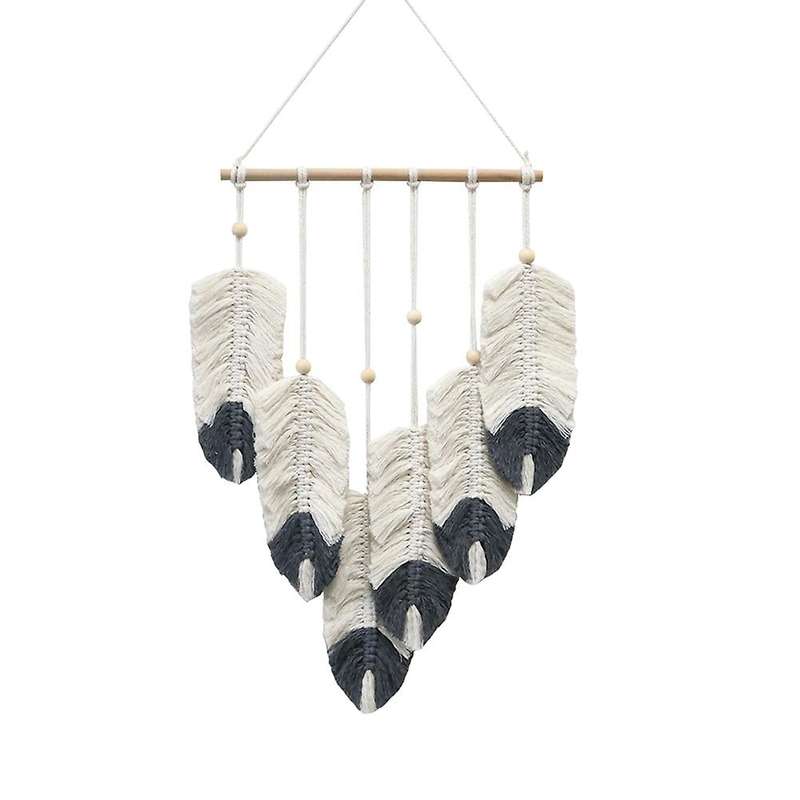 Weave Tapestry Leaf Tassel Living Room Decor Wall Tapestry,grey