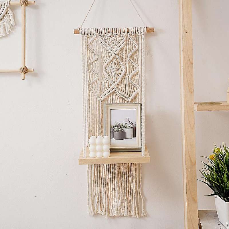 Macrame Wall Hanging Shelf Floating Shelves Rope Shelf for Hanging