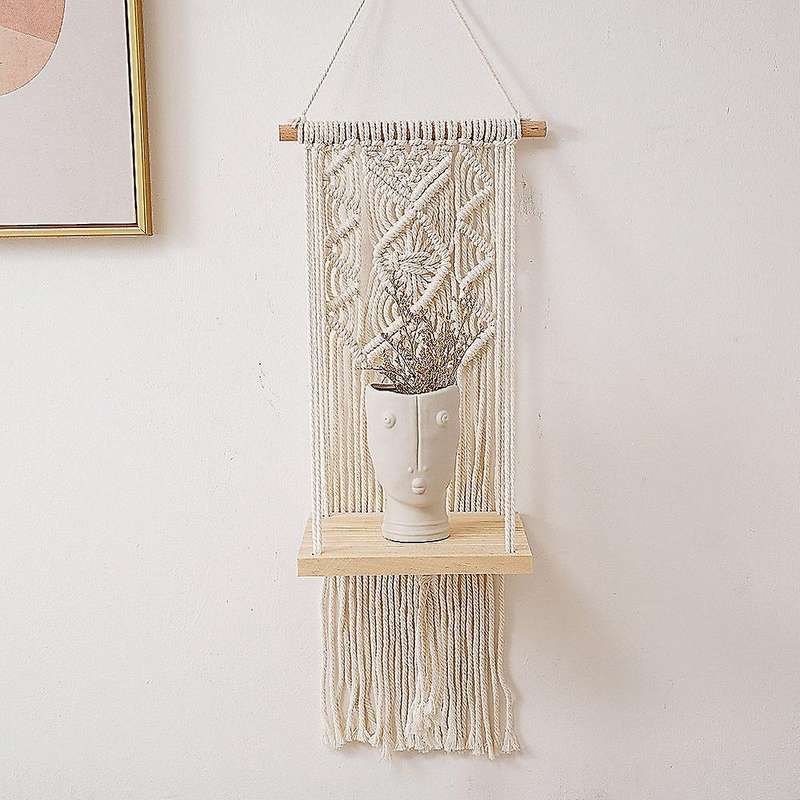 Macrame Wall Hanging Shelf Floating Shelves Rope Shelf for Hanging