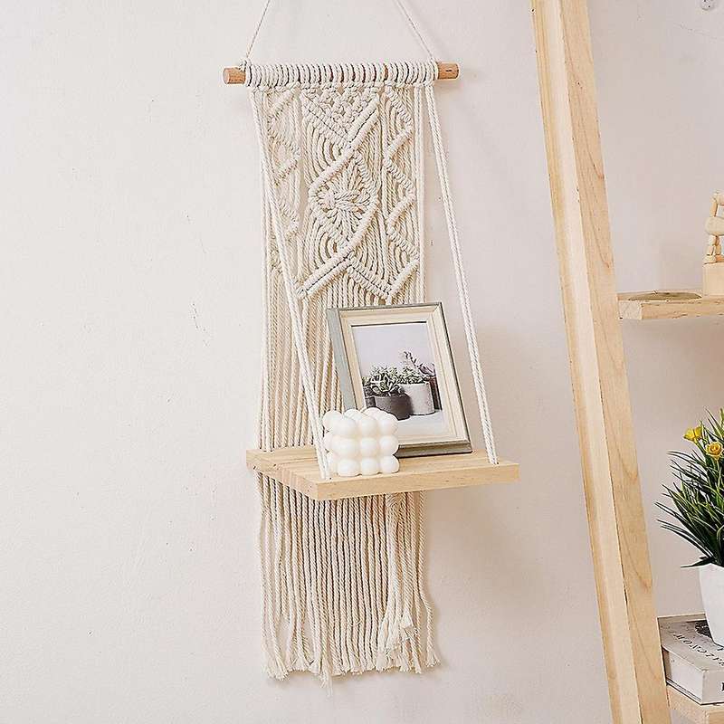 Macrame Wall Hanging Shelf Floating Shelves Rope Shelf for Hanging