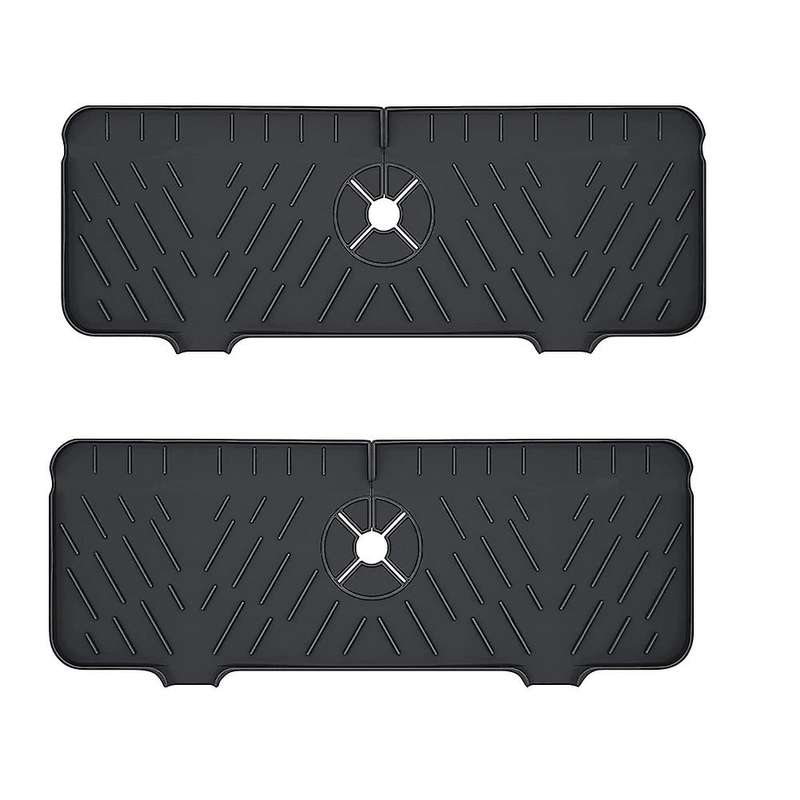 2pcs Silicone Faucet Mat for Kitchen Sink,faucet Absorbent Mat Black