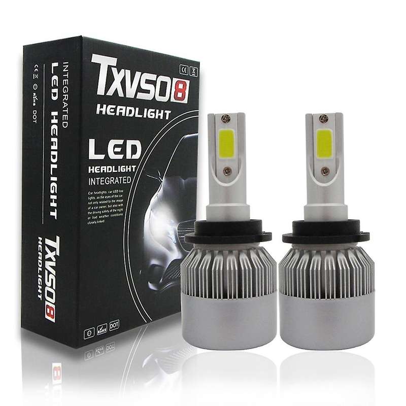 2 X Led Headlight Kit Diamond White Light Carauto Driving Beam 6000k