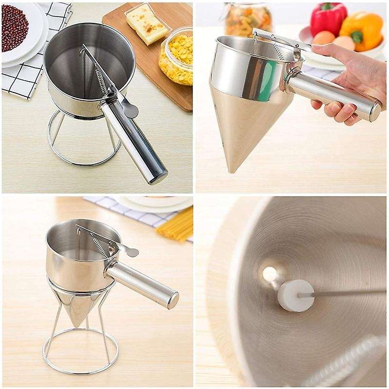 Stainless Steel Stirring Batter Separator Funnels with Handle & Rack