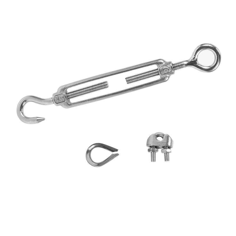 4-pcs Turnbuckle(eye&hook, M6),16-pcs 1/8 Inch Clamp,8-pcs Thimble