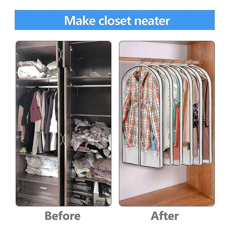 Hanging Clothes Bag with 4 Inch Gusseted Garment Bag (set Of 6)