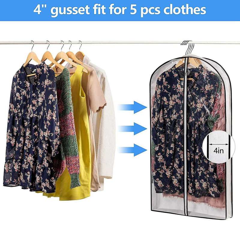 Hanging Clothes Bag with 4 Inch Gusseted Garment Bag (set Of 6)
