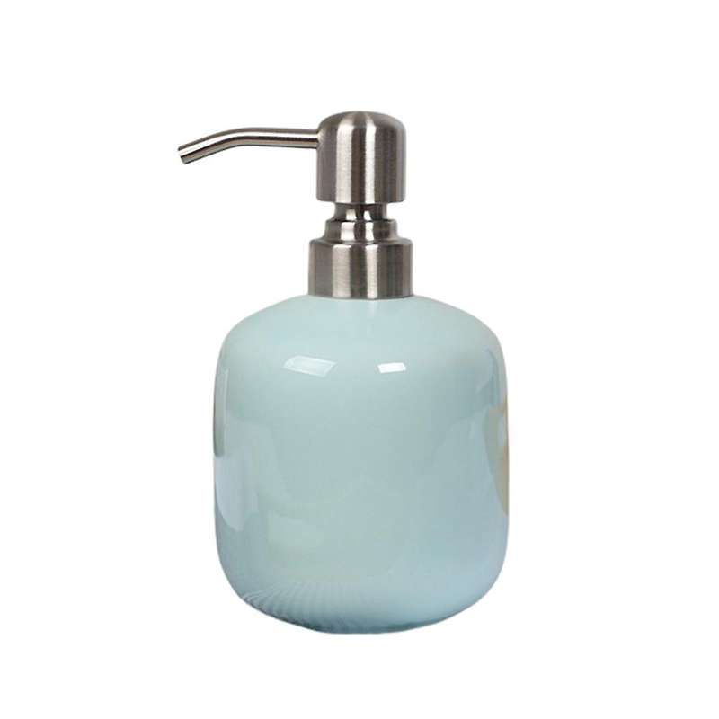Ceramic Soap Dispenser with Pump 15 Oz for Bathroom Hotel (cyan)