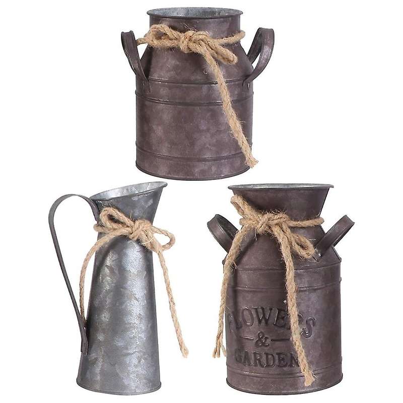 3pcs Vintage Flower Vase Iron House Style Decorative Vase Rustic