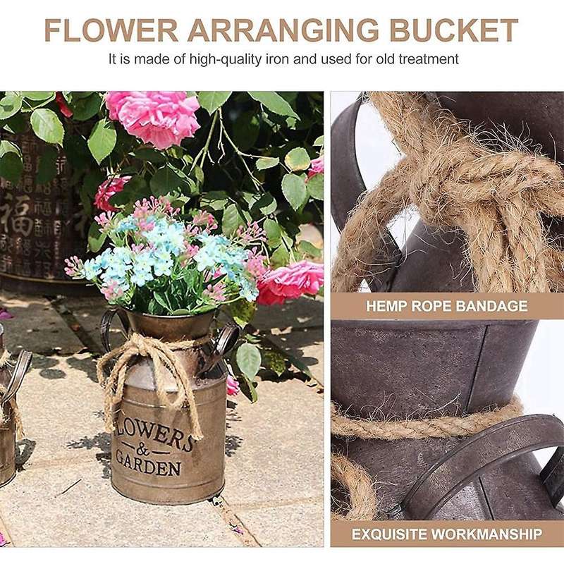 3pcs Vintage Flower Vase Iron House Style Decorative Vase Rustic