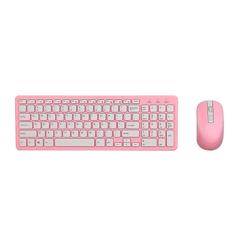 2.4g Optical Wireless Keyboard Mouse Kit Usb Receiver Combo Pink