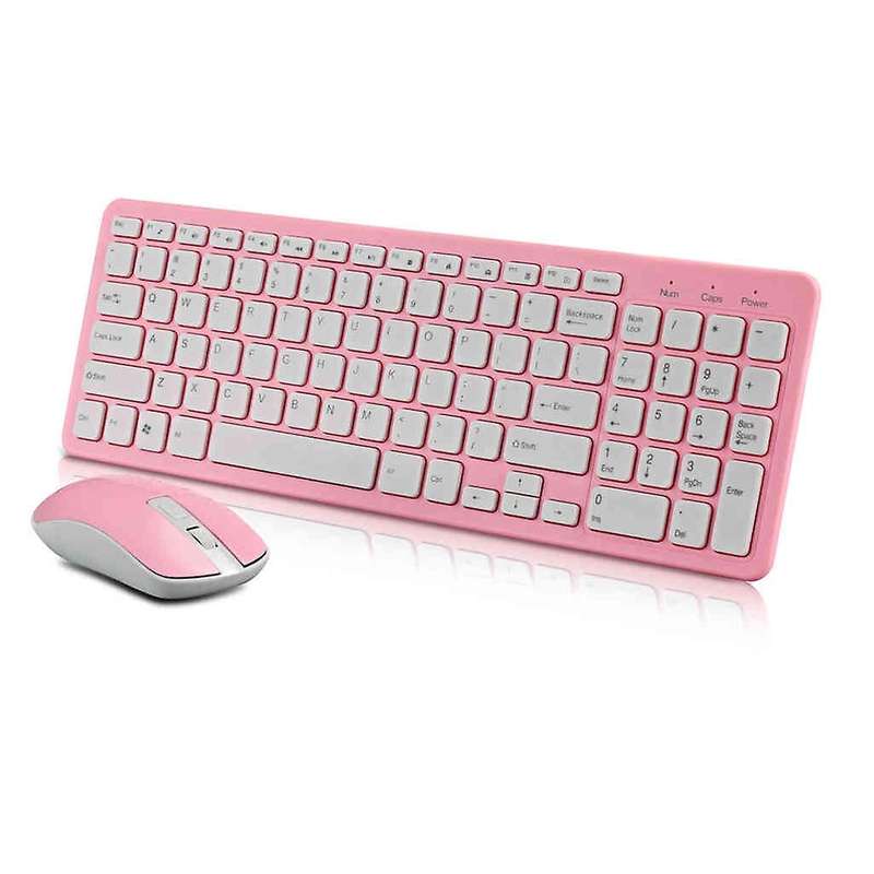 2.4g Optical Wireless Keyboard Mouse Kit Usb Receiver Combo Pink