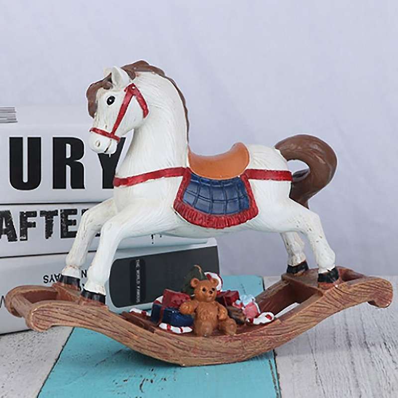 Santa Resin Statue Christmas Tree Riding Deer Horse Home Decor B