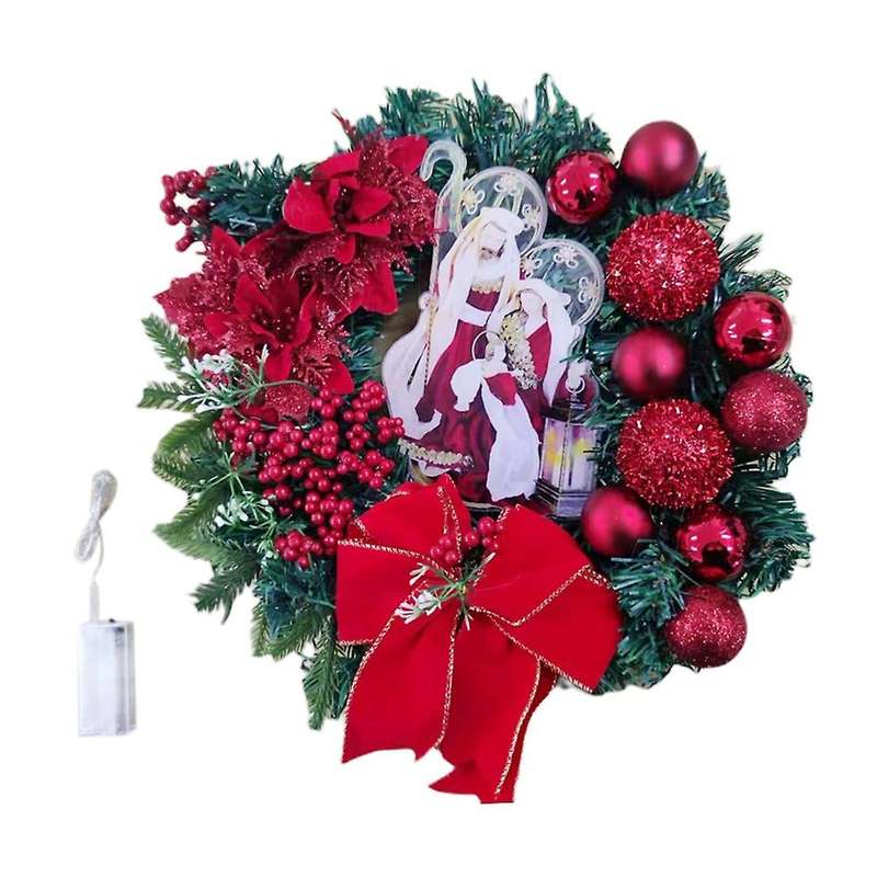 Nativity Scene Christmas Wreath,with Led Light,front Door Wreath