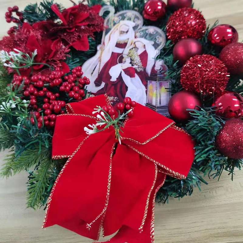 Nativity Scene Christmas Wreath,with Led Light,front Door Wreath