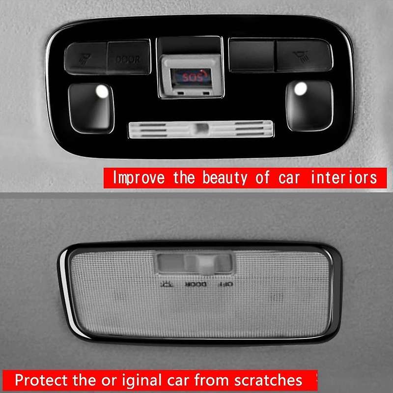 2pcs Car Glossy Black Interior Front Rear Reading Light Lamp Cover