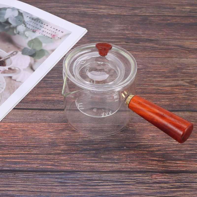 Glass Teapot with Wooden Handle,thickened Heat-resistant Glass Kettle