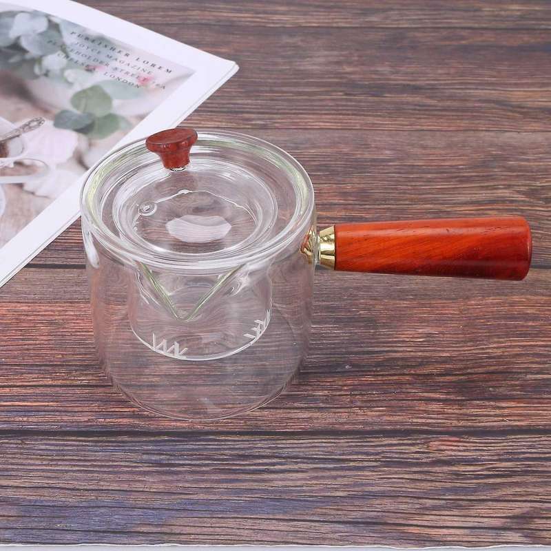 Glass Teapot with Wooden Handle,thickened Heat-resistant Glass Kettle