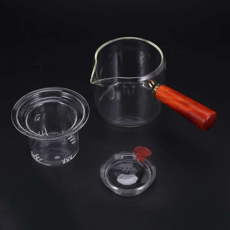 Glass Teapot with Wooden Handle,thickened Heat-resistant Glass Kettle