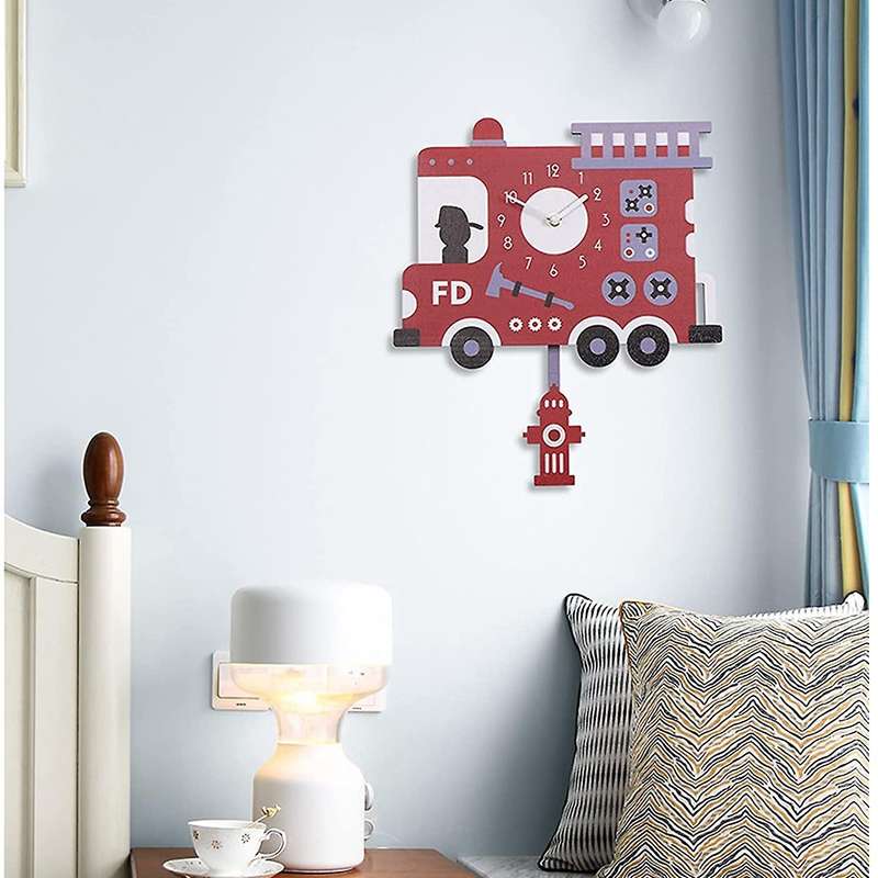Baby Room Kindergarten Cute Cartoon Swing Wall Clock Pendulum Clock