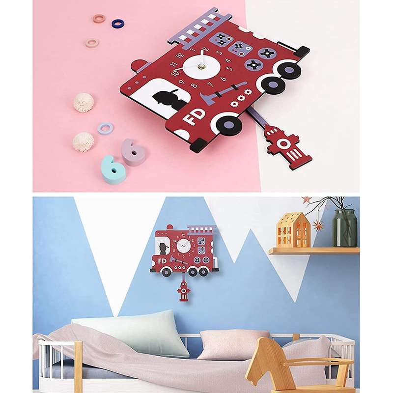 Baby Room Kindergarten Cute Cartoon Swing Wall Clock Pendulum Clock