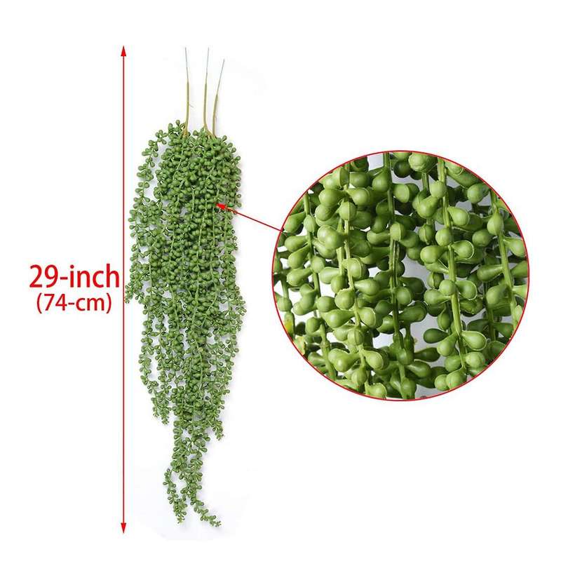 3pcs Artificial String Of Pearls Plant Faux Hanging Succulents Plants