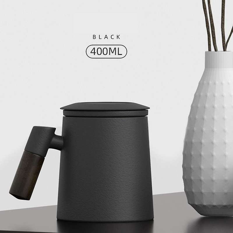400ml Ceramic Mug with Handle Filter Lid Coffee Cup Home Porcelain -a