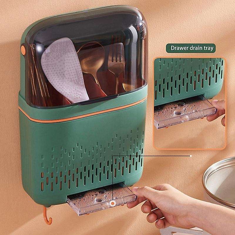 Multifunctional Dustproof Tableware Rack Knife Holder(white+orange)