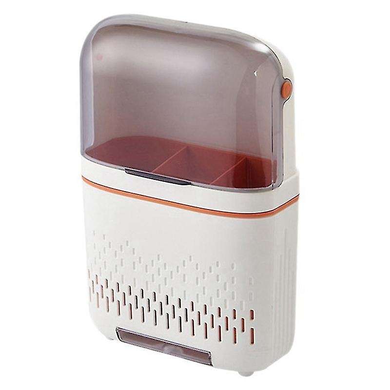 Multifunctional Dustproof Tableware Rack Knife Holder(white+orange)