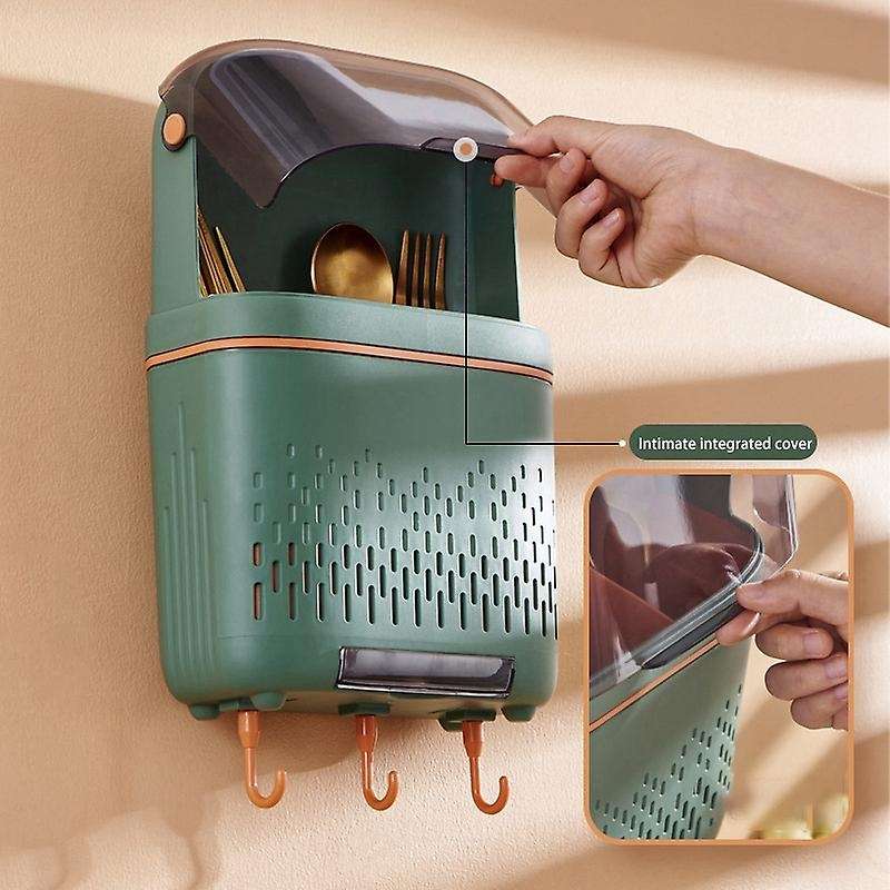 Multifunctional Dustproof Tableware Rack Knife Holder(white+orange)