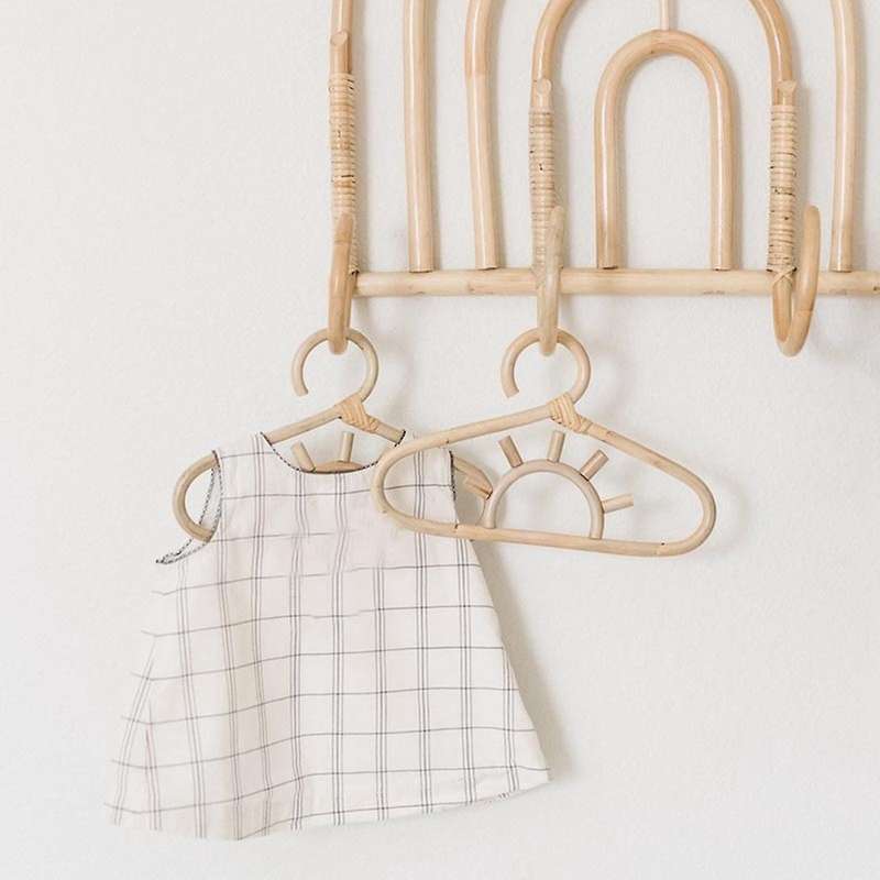 Rattan Wall Hooks Sun Moon Kids Garments Organizer Rack