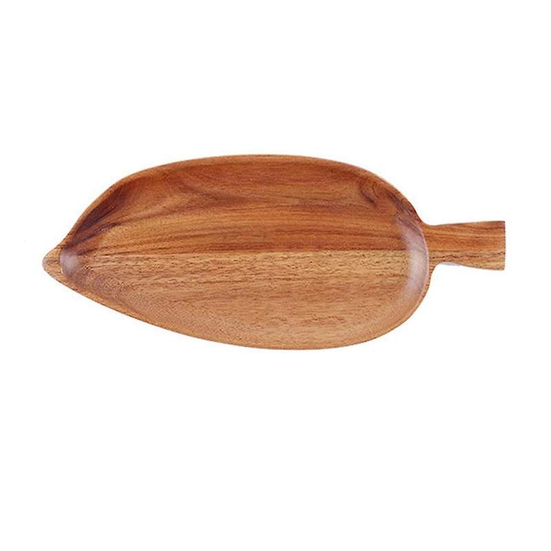 Leaf Shape Bread Plate Wood Platter Fruit Vegetable Tray Tableware B