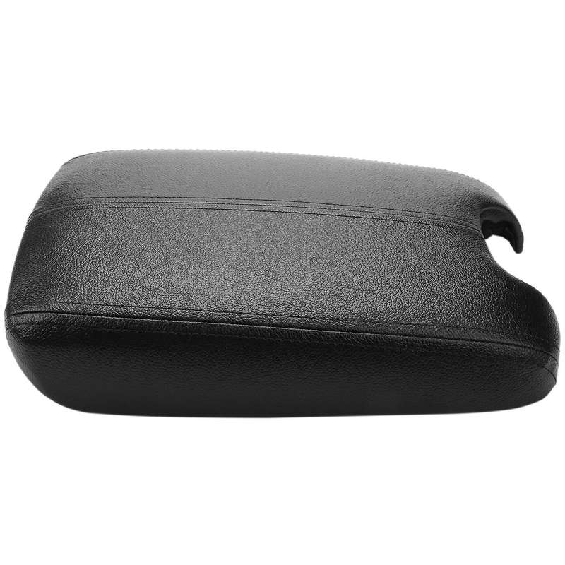 Center Console Lid Armrest Cover Synthetic Leather Plastic Black