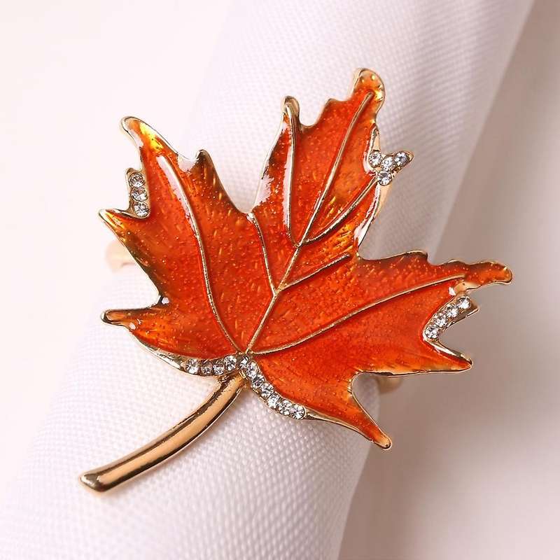 12pcs/halloween Thankings Giving Maple Leaf Napkin Ring Table A